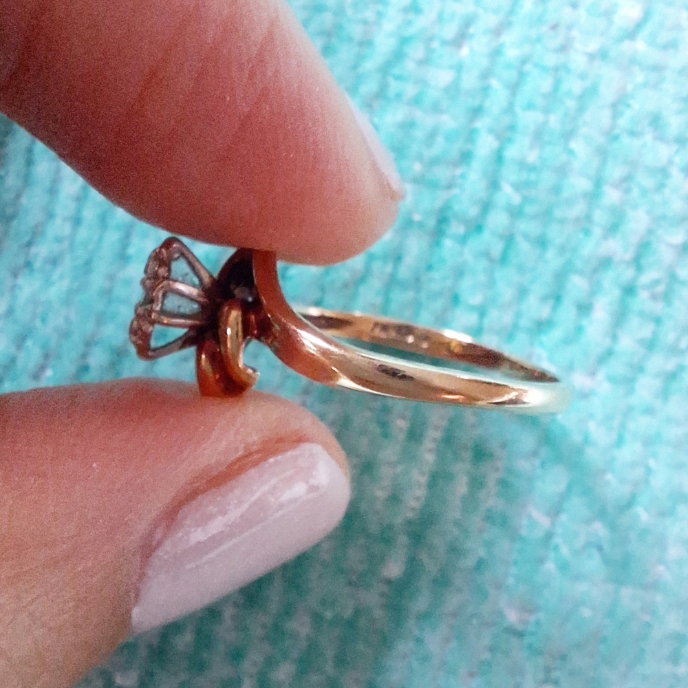 10K Vintage Marquise Diamond Solid Gold Ring Sz 5